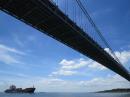 Verrazano Narrows Bridge.: Heading north on the Hudson River to New York City.